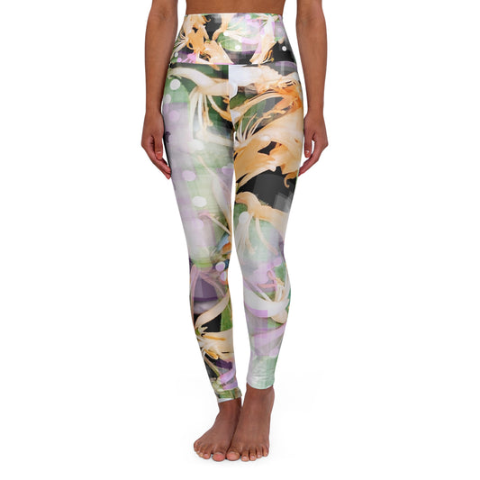 Honey Creme: High Waisted Yoga Leggings (AOP)