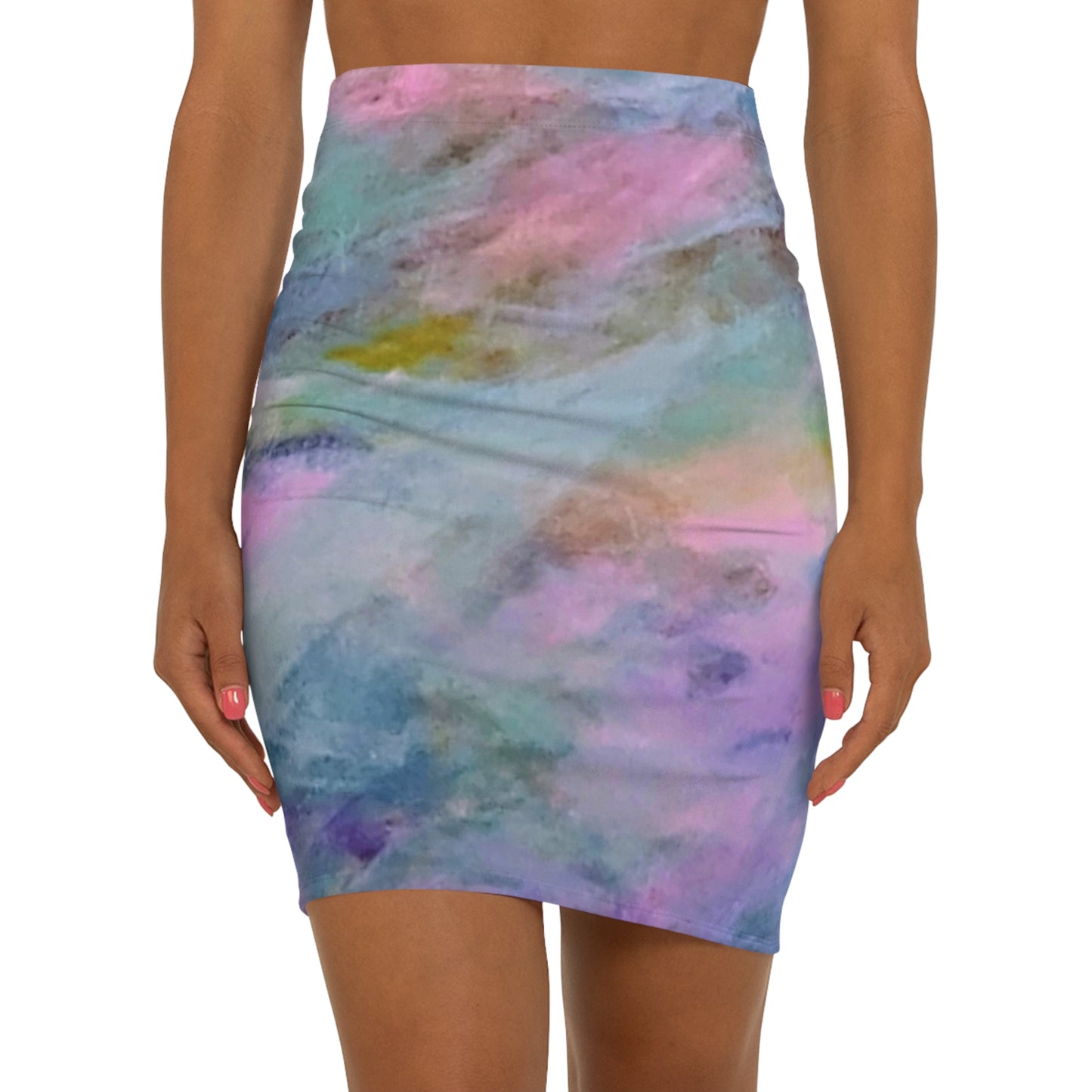 Peace & Luv:  Women's Mid-Waist Pencil Skirt (AOP)