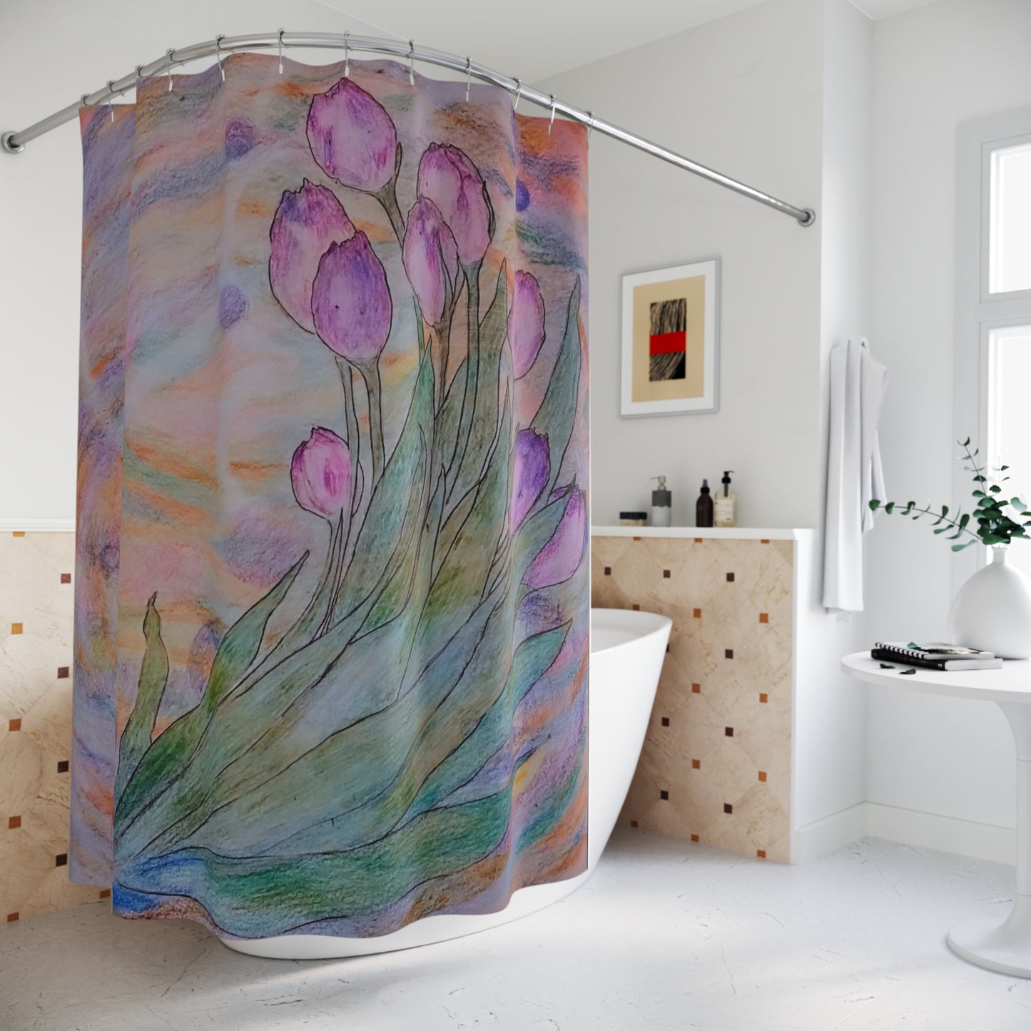 Breathing Tulips: Polyester Shower Curtain