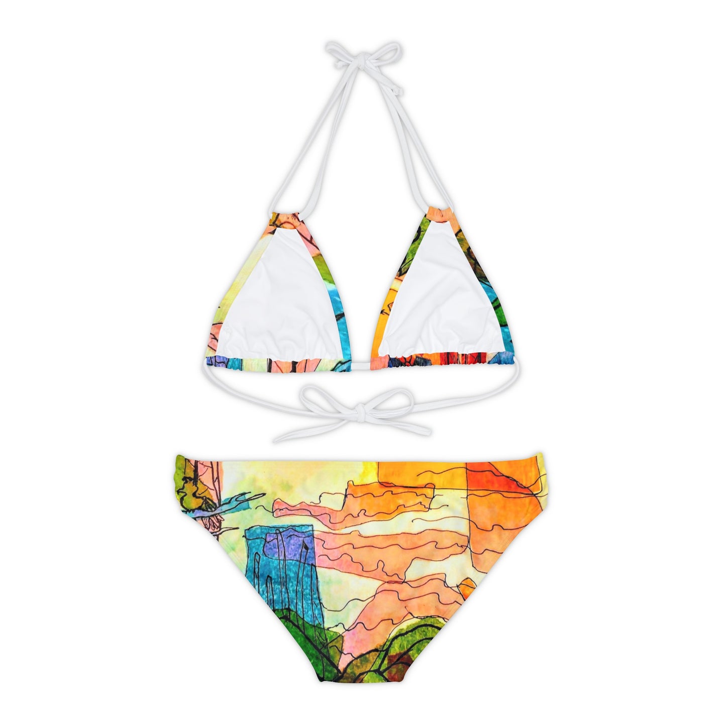 Sunset Village: Strappy Bikini Set (AOP)