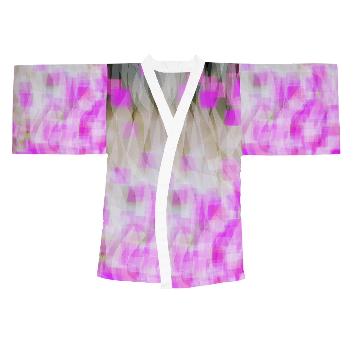 Josephine: (WH Trim) Elegant Long Sleeve Kimono Style Robe, Colorful Loungewear, Trendy Gift, Spa Day Essential, Boho Chic Fashion, Perfect for Relaxation