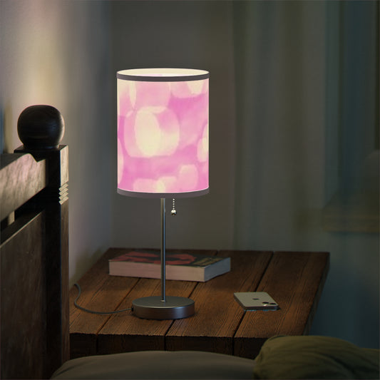 Anew: {Pink Trim} Pink Bokeh Table Lamp, Soft Lighting, Home Decor, Bedroom, Living Room, Gift for Her, Modern Design, Unique Nightstand Light