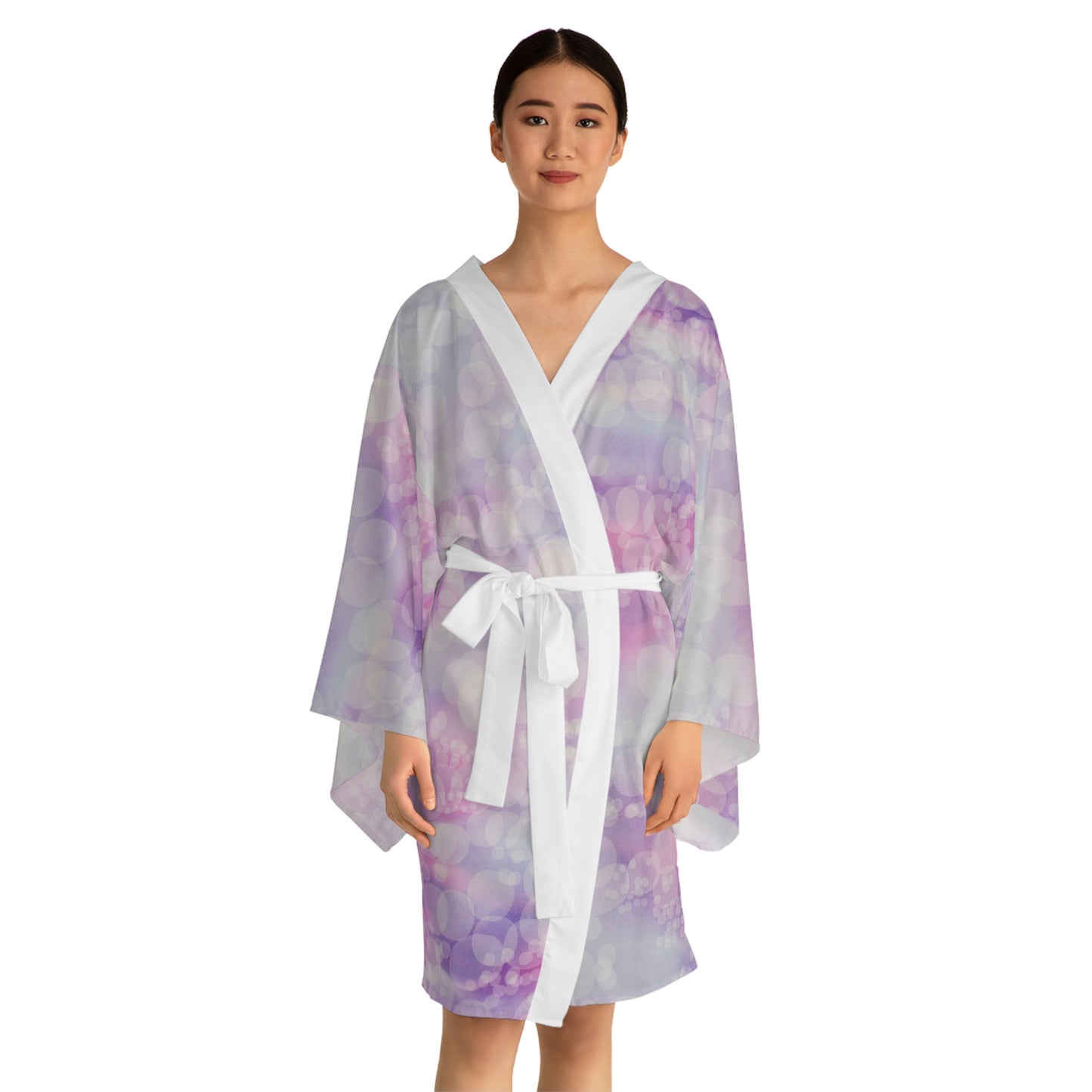Beatrice: Ethereal Vibes Pastel Bokeh Kimono Style Robe — Long Sleeve Lounge Robe