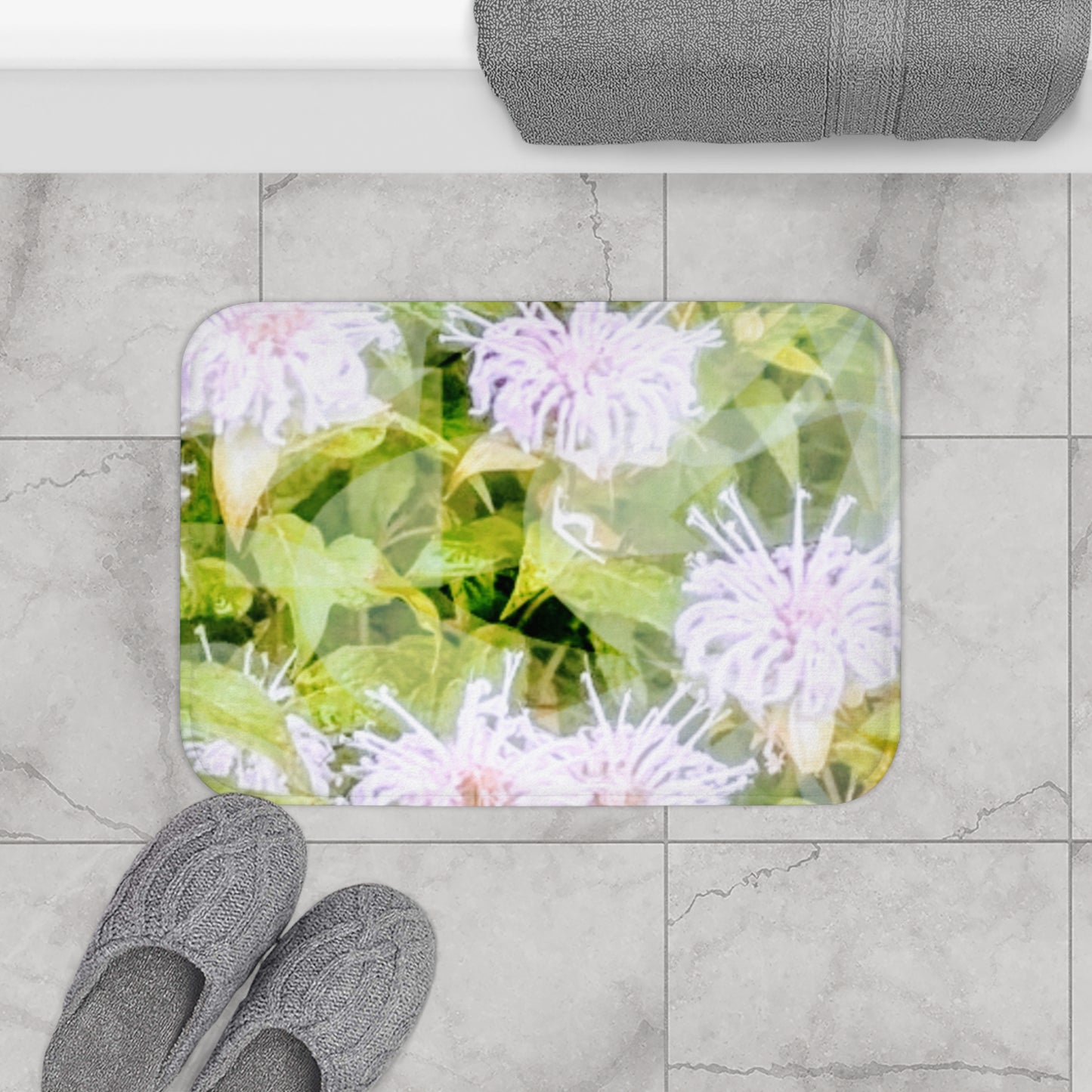 Soft Flowerbed: (24"x17") Lovely Floral Bathmat, Soft Bathroom Rug, Home Decor, Gift for Her, Gardening Enthusiast, Spring Decor