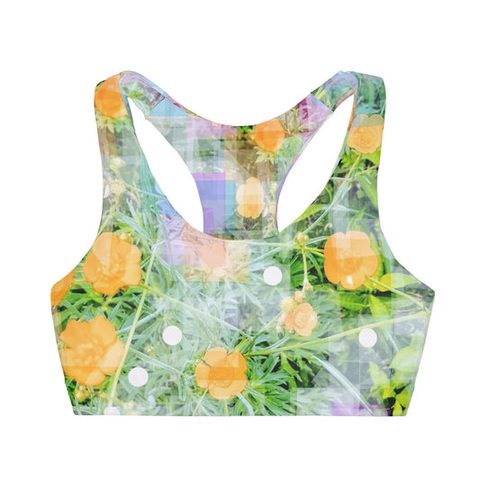 Buttercup feelings:  Girls' Double Lined Seamless Sports Bra (AOP): 3/4 Years