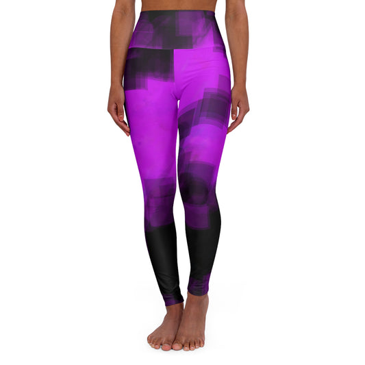 Pink and Black High Waisted Leggings - Stylish Activewear for Fitness, Casual Chic Fashion Streetwear