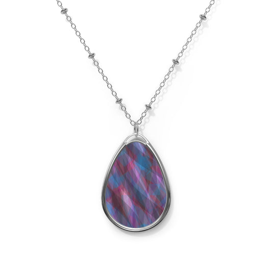 Diana:  Colorful Teardrop Abstract Art Chic Oval Necklace – Perfect Gift for Any Occasion