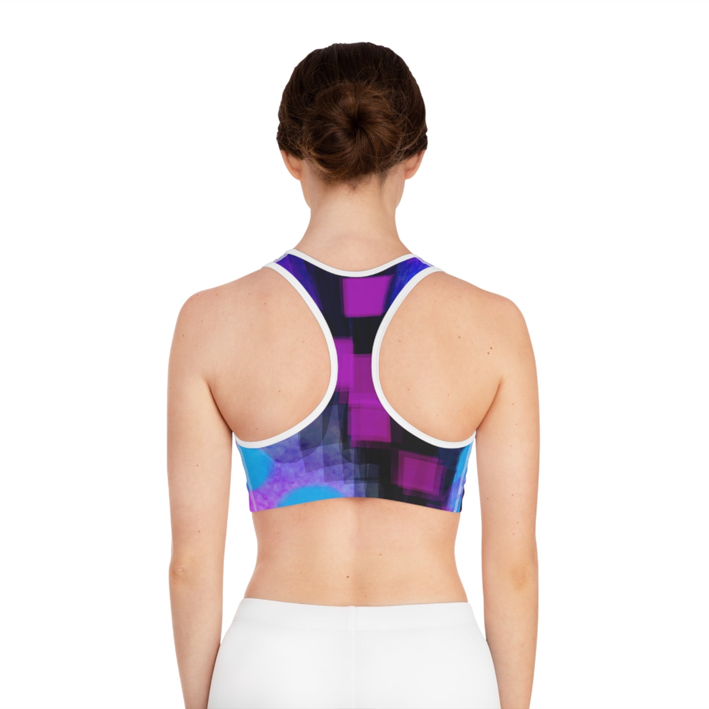 Take Care I: WH Trim Abstract Colorful Sports Bra - Comfortable & Stylish Activewear