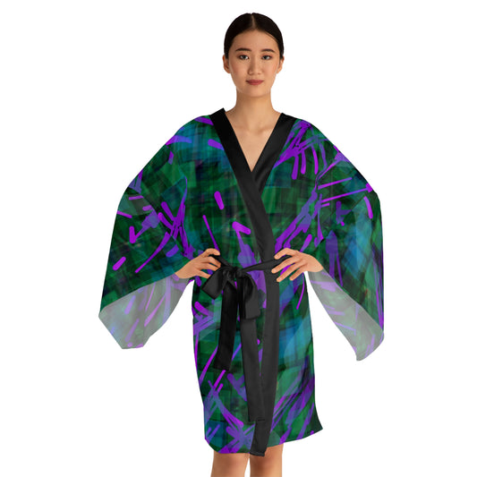 Daphne:  Vibrant Long Sleeve Kimono Robe – Colorful Floral Design for Relaxation & Style