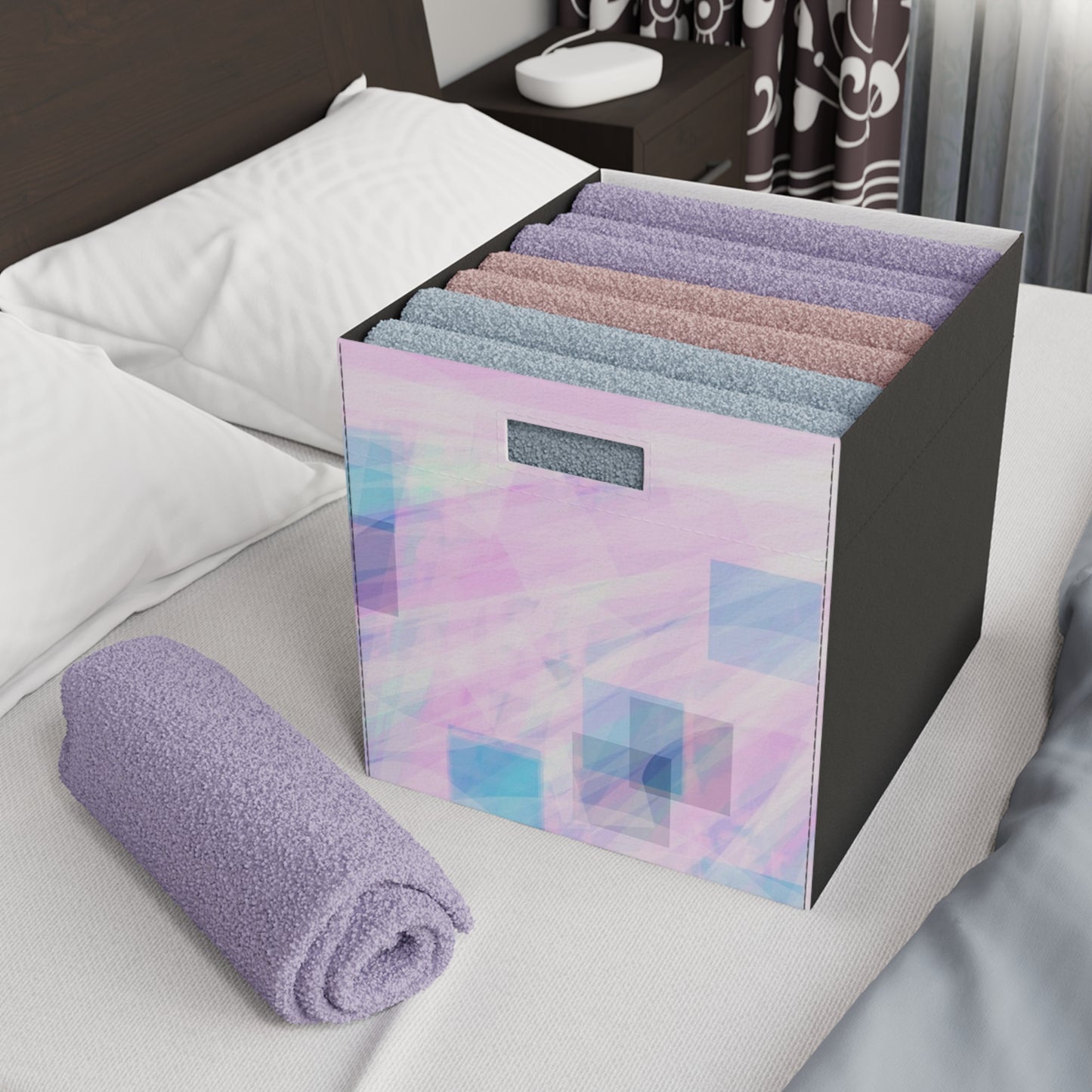 Light Codes: Abstract Pastel Felt Storage Box, Home Organization Bins, Stylish Room Decor, Ethereal Decor, Functional Decorative Storage