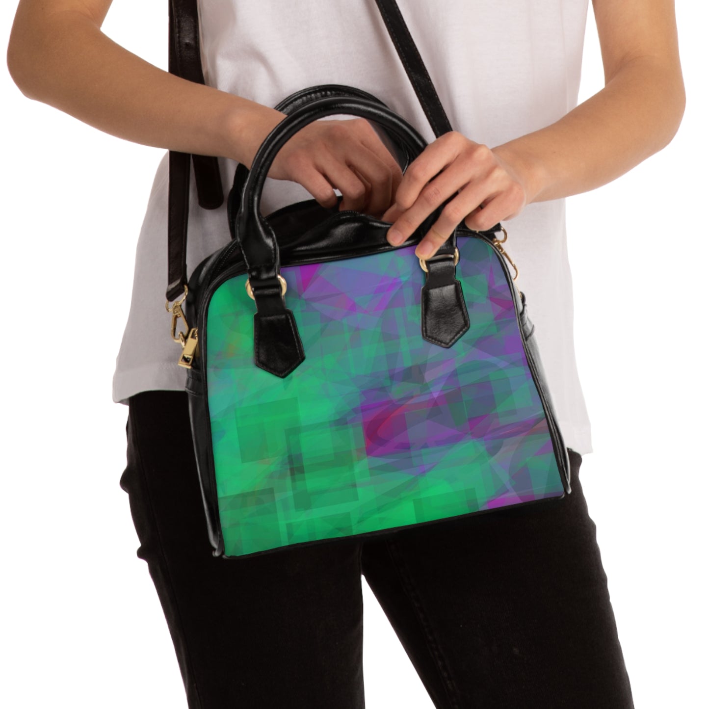 Gong:  Vibrant Geometric Shoulder Handbag - Stylish and Practical Tote for Every Occasion
