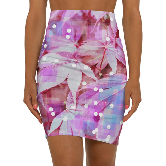 Maple Wine:  Women's Mid-Waist Pencil Skirt (AOP)