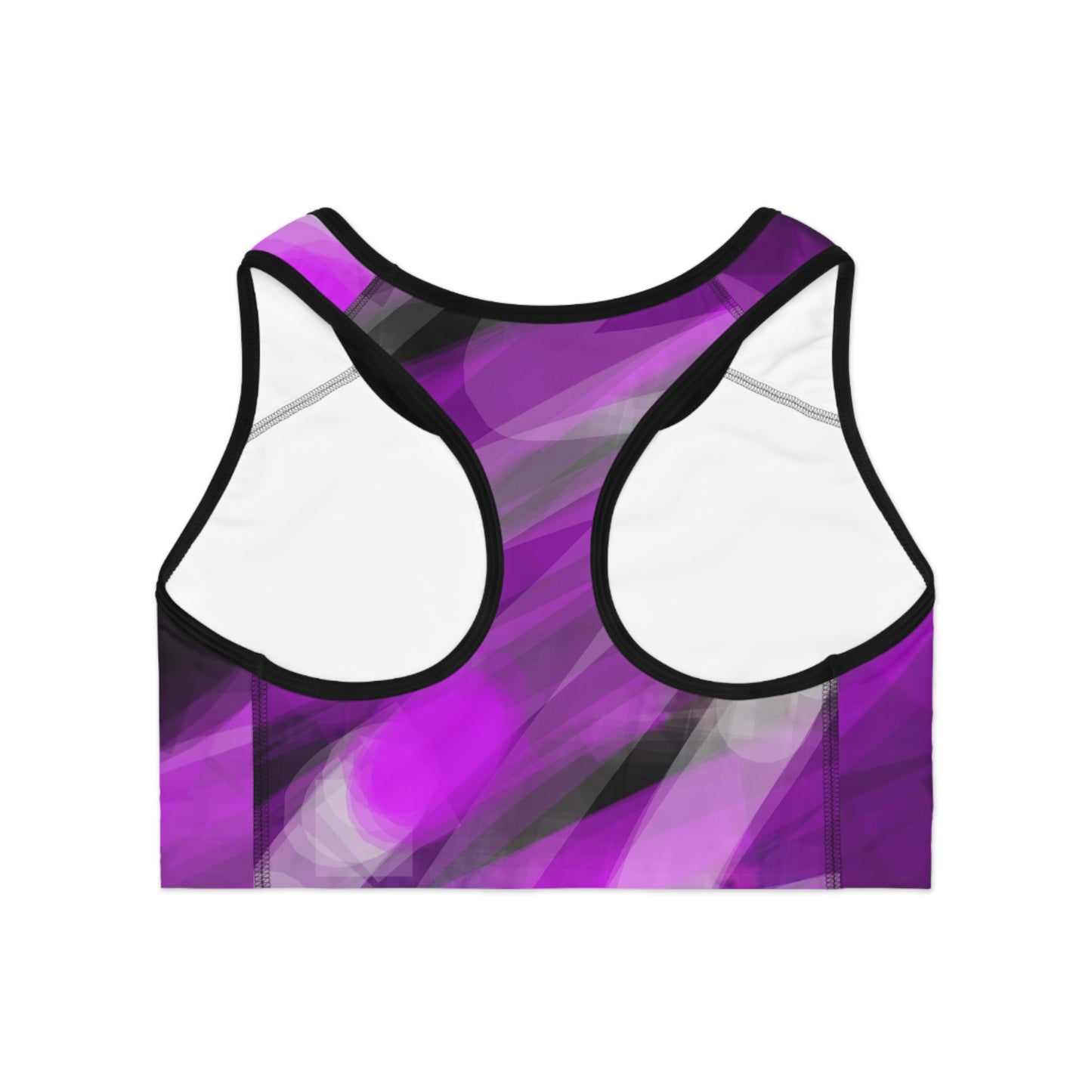 Laid Back II:  Blk Trim Vibrant Abstract Sports Bra for Active Women - Perfect for Workouts & Yoga