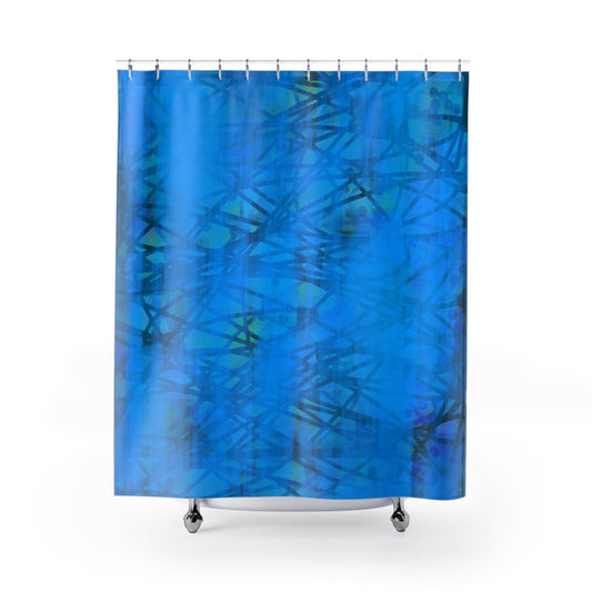 Carmen:  Vibrant Deep Blue Abstract Shower Curtains, Bath Decor, Modern Bathroom Accessories, Serene Decor