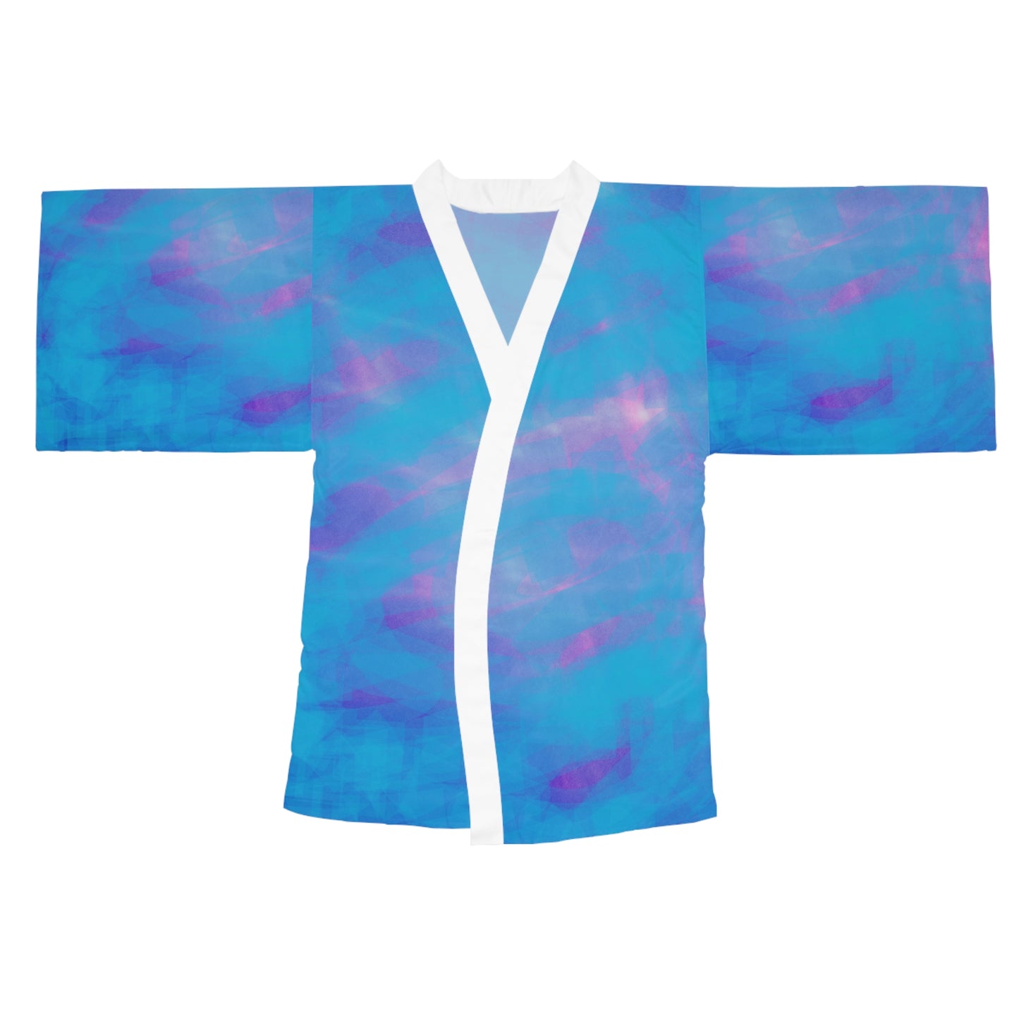 Sweet Dreams:   Serene Blue Long Sleeve Kimono Robe - Vibrant Comfort for Relaxation and Self-Care