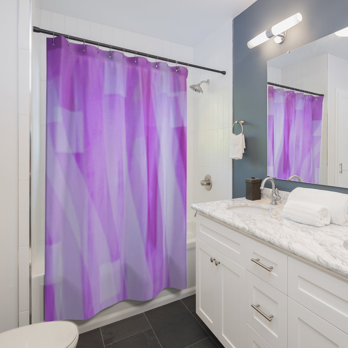 Amethyst Waves: Elegant Purple Shower Curtain, Modern Bath Decor, Soft Aesthetic Home Accent, Bathroom Makeover, Gift for Her