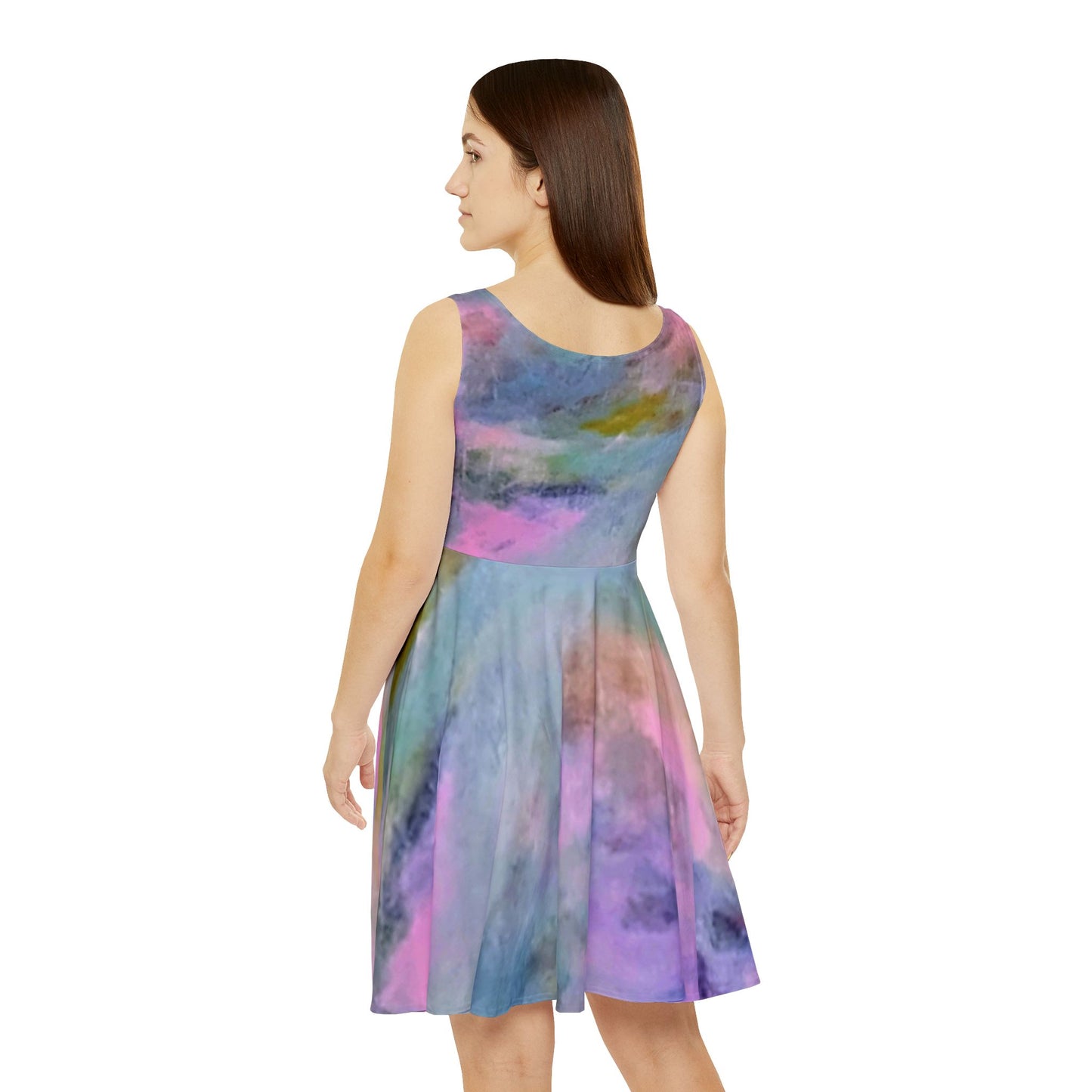 Peace & Luv:  Women's Skater Dress (AOP), Pastel Dress, Summer Dress, Fresh Vibes