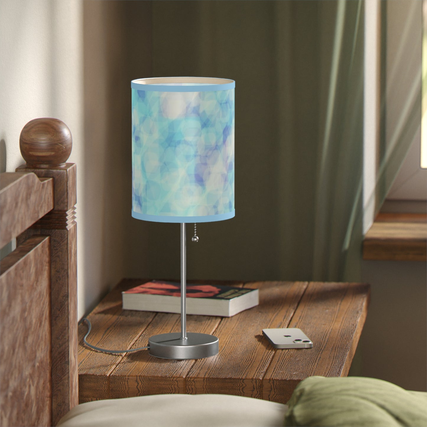 Celia: {Blue Trim} Soothing Blue Table Lamp, Night Light for Relaxation, Bedroom Decor, Cozy Home Gift, Modern Lighting, US/CA Plug