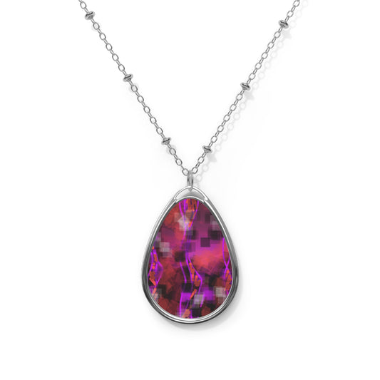 Bo:  Elegant Oval Necklace with Colorful Gemstone Look Pendant - Perfect Gift for Her