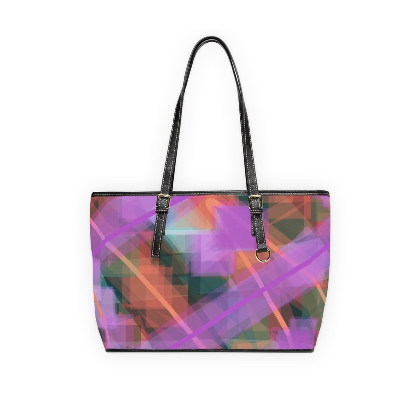 Rita:  Abstract Art PU Leather Shoulder Bag - Colorful Tote for Fashion Lovers