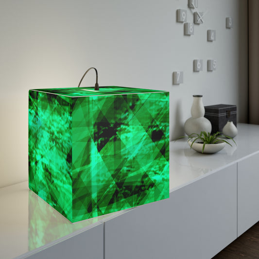 A Gem Aura:  Green Faceted Light Cube Lamp, Modern Home Decor, Ambient Lighting, Unique Gift, Stylish Accent, LED Cube Pendant