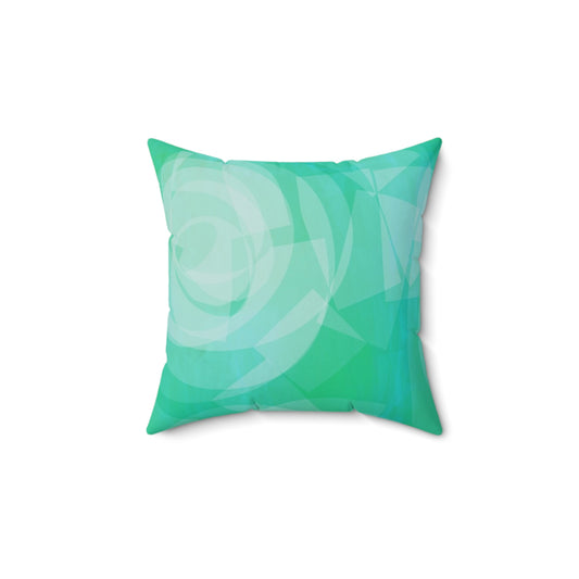 Sharona: (14"x14") Modern Faux Suede Square Pillow - Mint Green Abstract Design