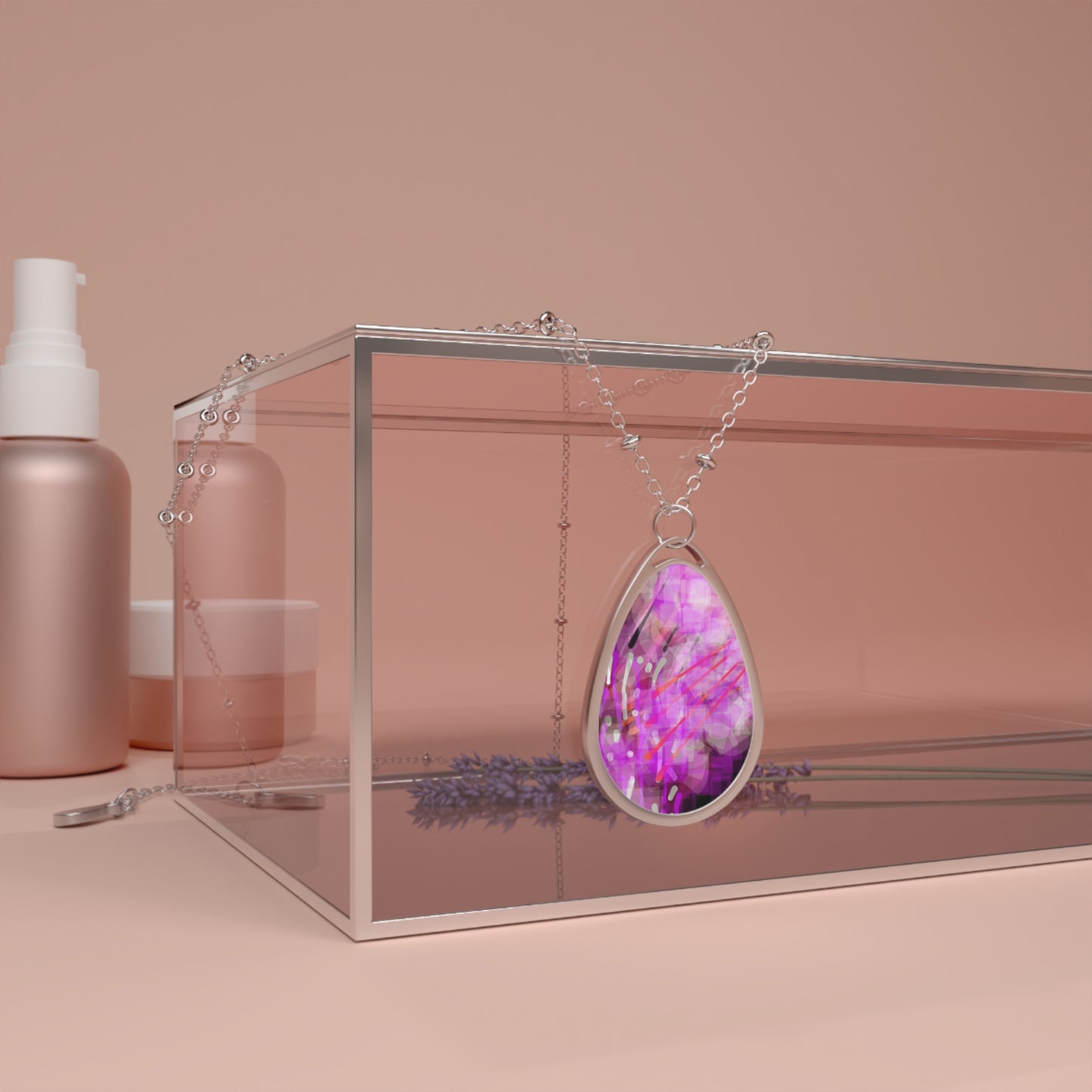 Gilda:  Elegant Passion Abstract Art Oval Necklace - Beautiful Souls Inspiration