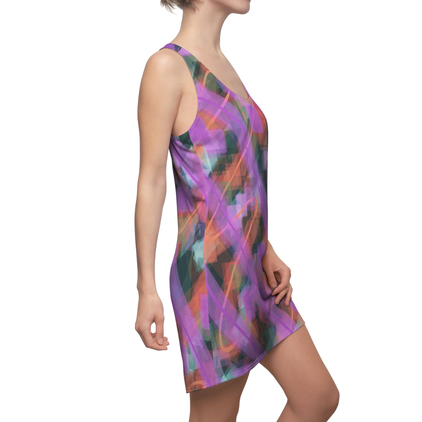 Rita:  Abstract Pattern Women's Racerback Dress - Perfect for Spring Events & Casual Outings