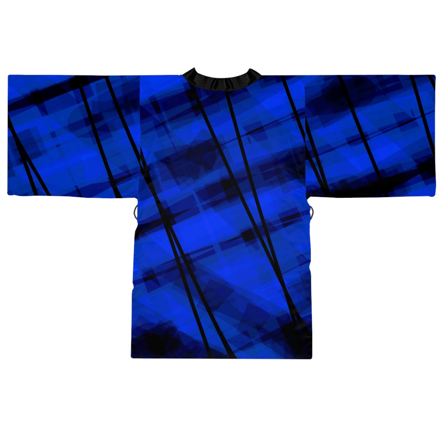 Crazy Sapphire:  Stylish Blue Plaid Long Sleeve Kimono Robe - Relaxed Comfort for Every Occasion