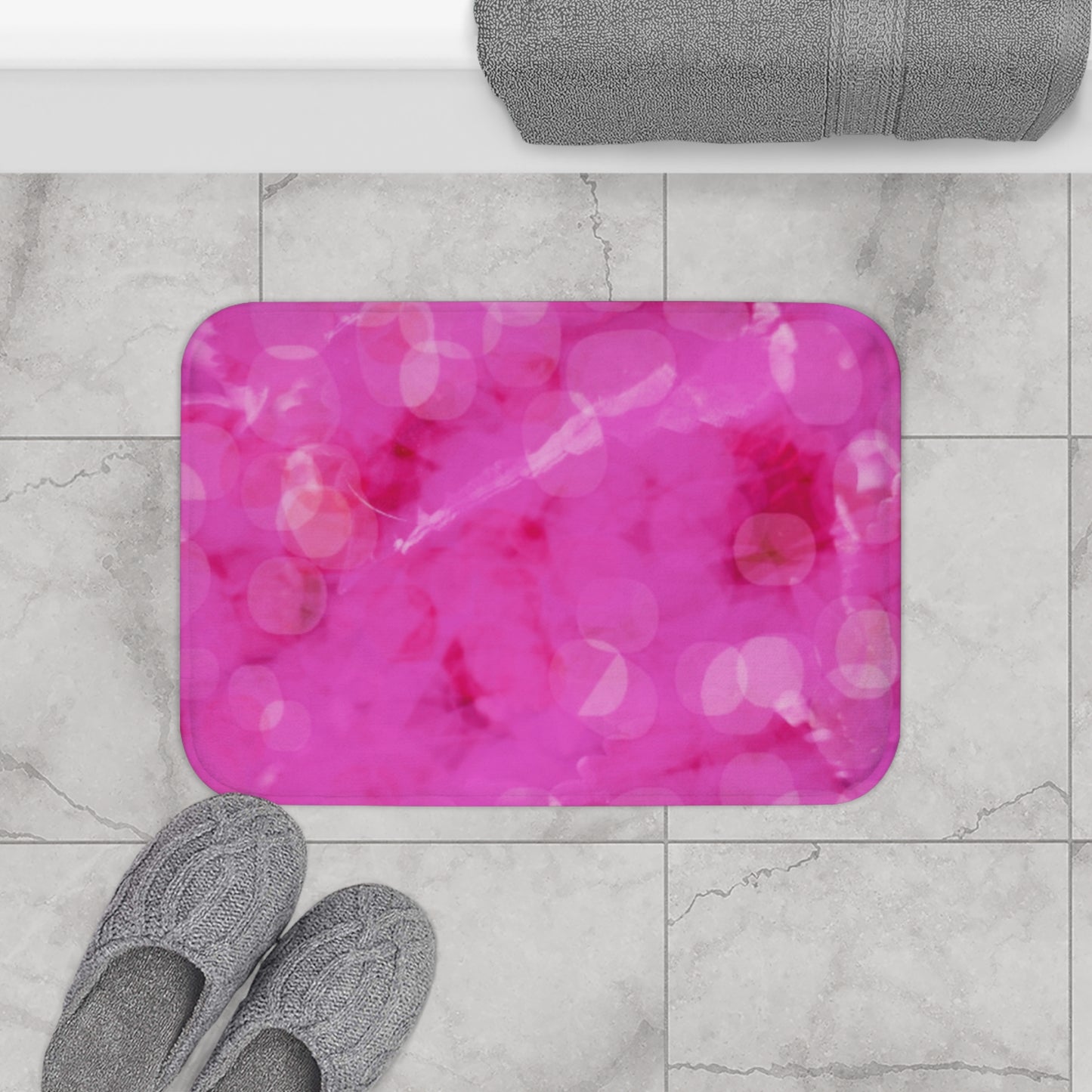 Jubilee: (24"x17") Vibrant Pink Bathmat, Soft and Cozy Bathroom Rug, Ideal Gift for Home Decor