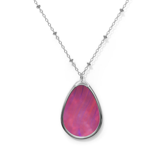 Sophia:  Elegant goddess child Oval Necklace, Abstract Pink Pendant - Mystical Vibes