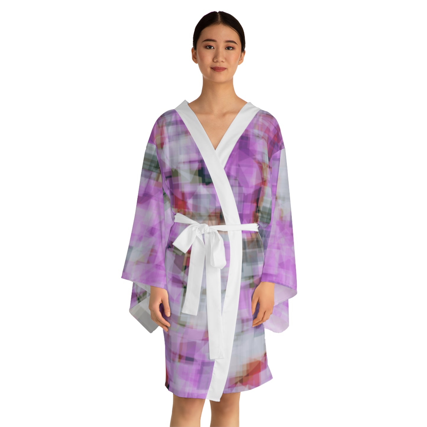 Edie:  Abstract Floral Long Sleeve Kimono Robe for Cozy Days