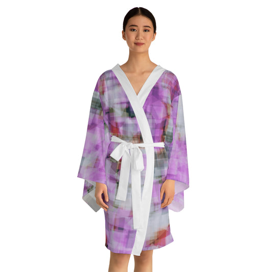 Edie:  Abstract Floral Long Sleeve Kimono Robe for Cozy Days