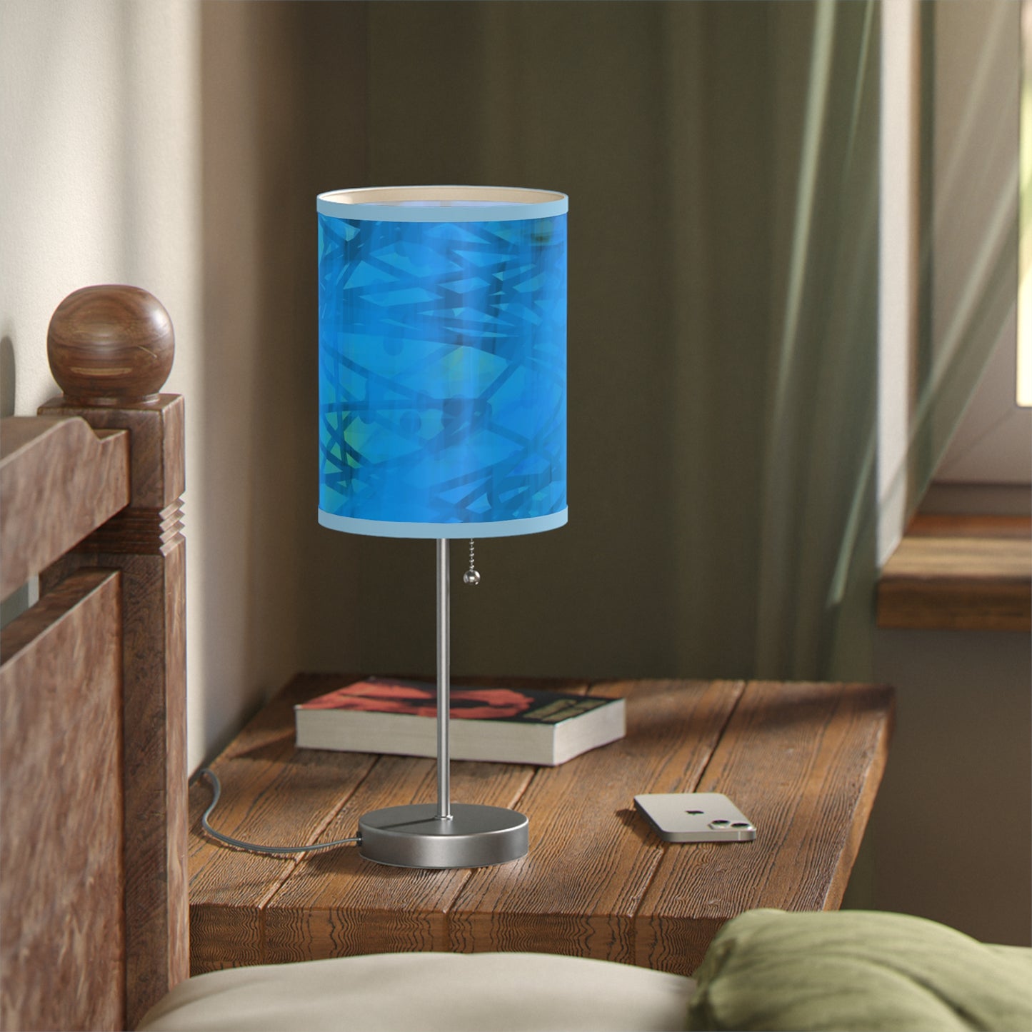 Carmen: {Blue Trim} Blue Abstract Table Lamp, Modern Decor, Bedroom Lighting, Nightstand Lamp, Home Interior, Artistic Design, Gift for Her