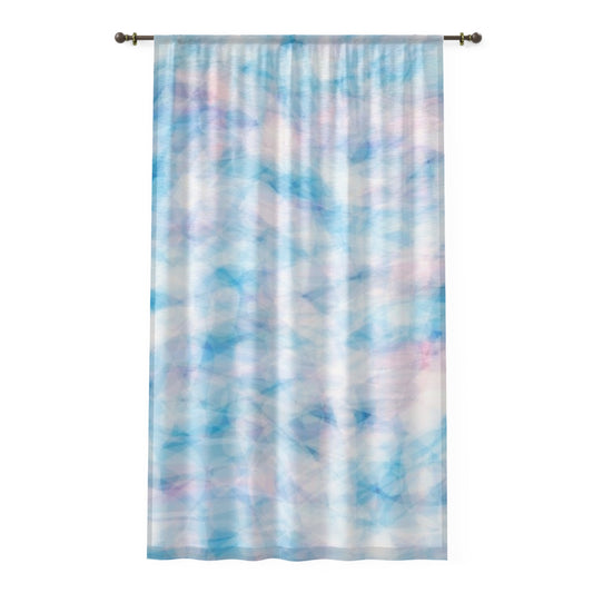 Blue Sugar:  Light and Airy Window Curtain, Soft Blue and Pink Sheer Drapes, Pastel Art Decor for Living Room, Bedroom, Spring/Summer Home Accents
