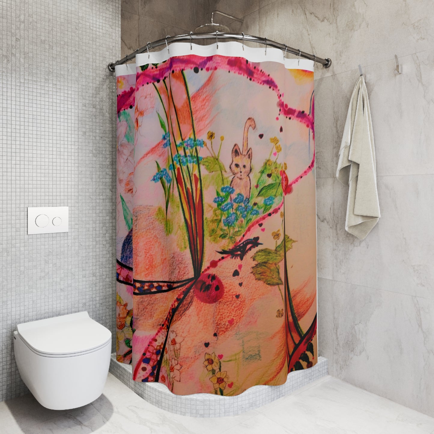 Katty's Garden: Polyester Shower Curtain