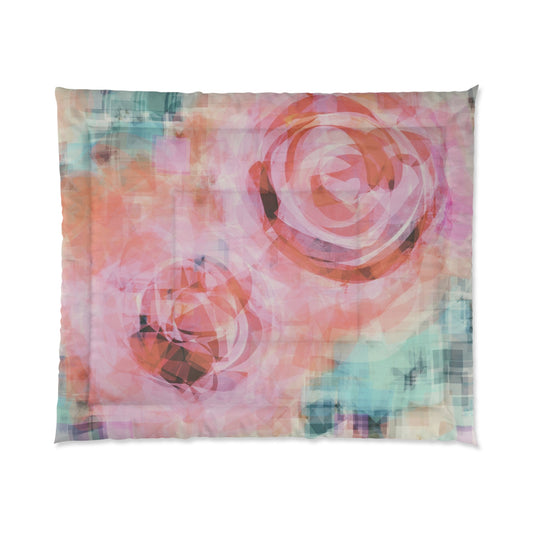 Lana:  Blush Floral Comforter - Cozy Abstract Bedding for a Serene Bedroom