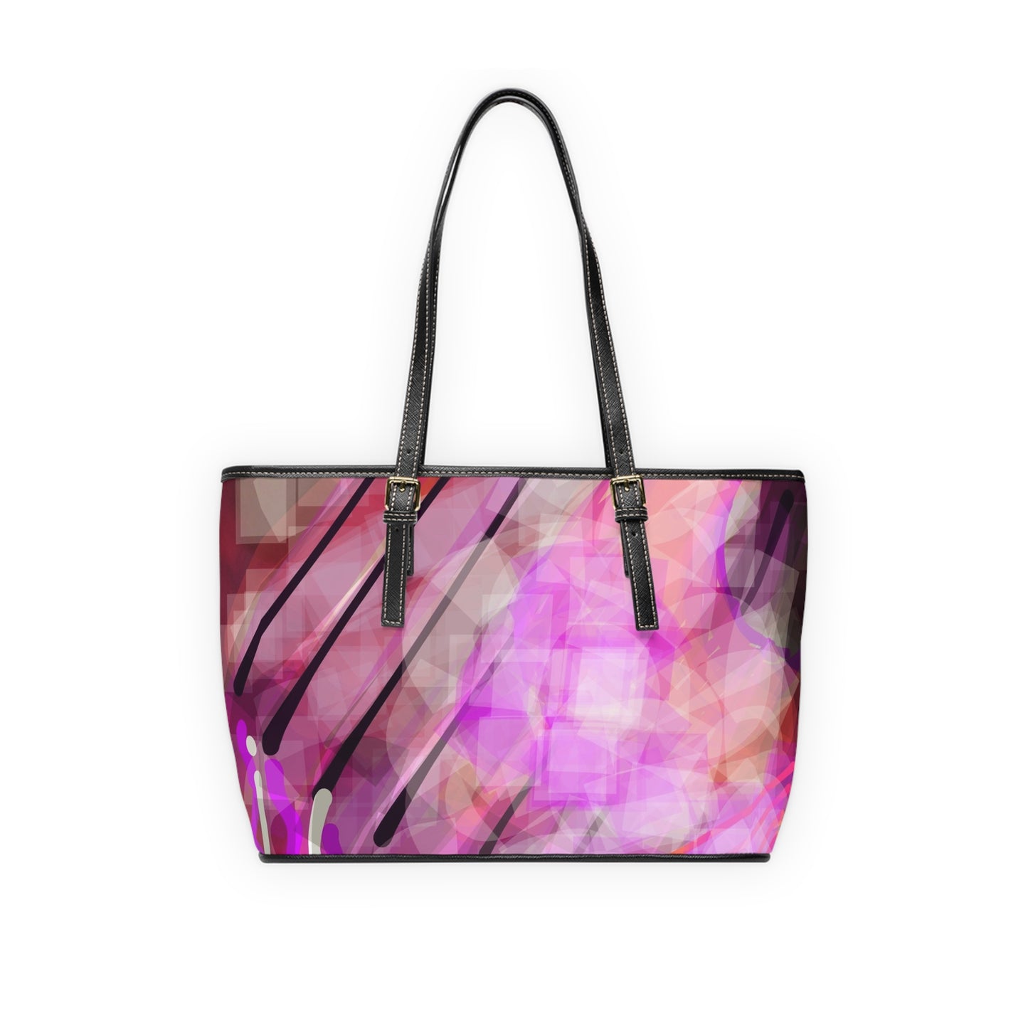 Gilda:    Chic PU Leather Shoulder Bag with Abstract Pink Design