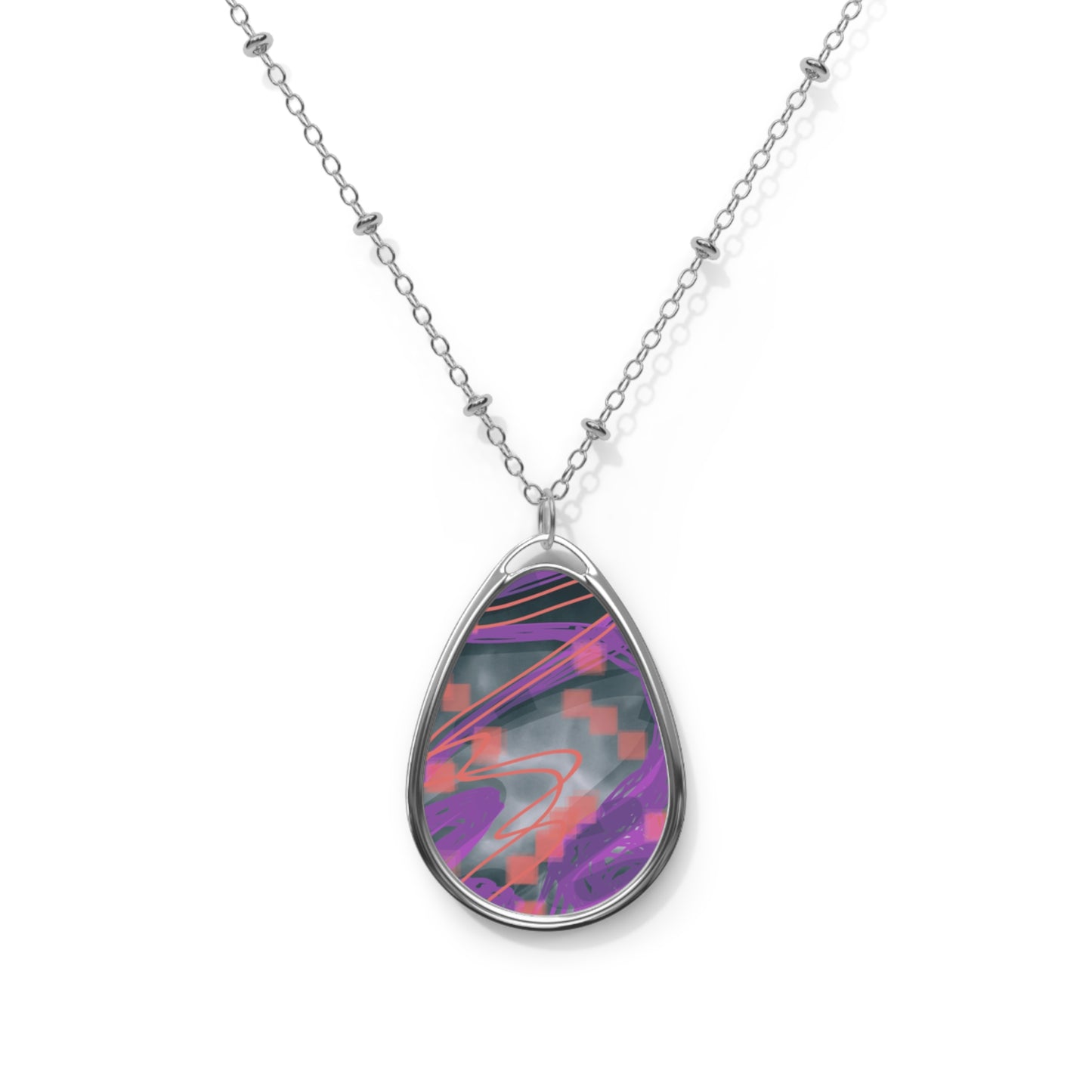 Mel:  Beautiful Souls Abstract Art Oval Necklace - Elegant Teardrop Jewelry for Everyday Wear