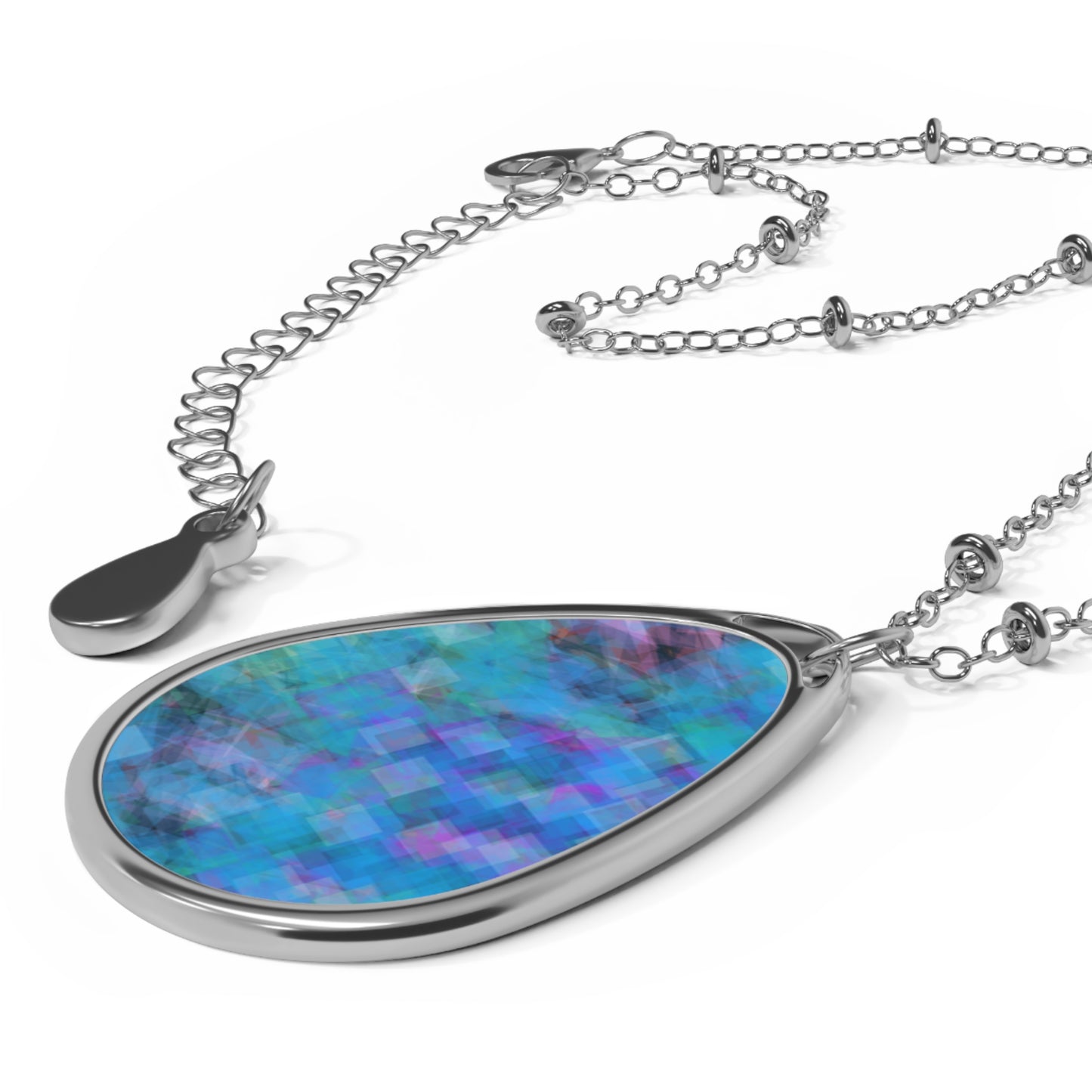 Clementina:  Elegant Spirit, Abstract Art Oval Necklace - Soothing Teardrop Design for Everyday Wear