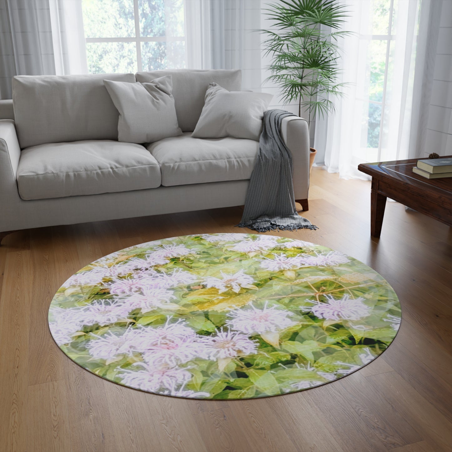 Soft Flowerbed:  Round Rug 60"x60"