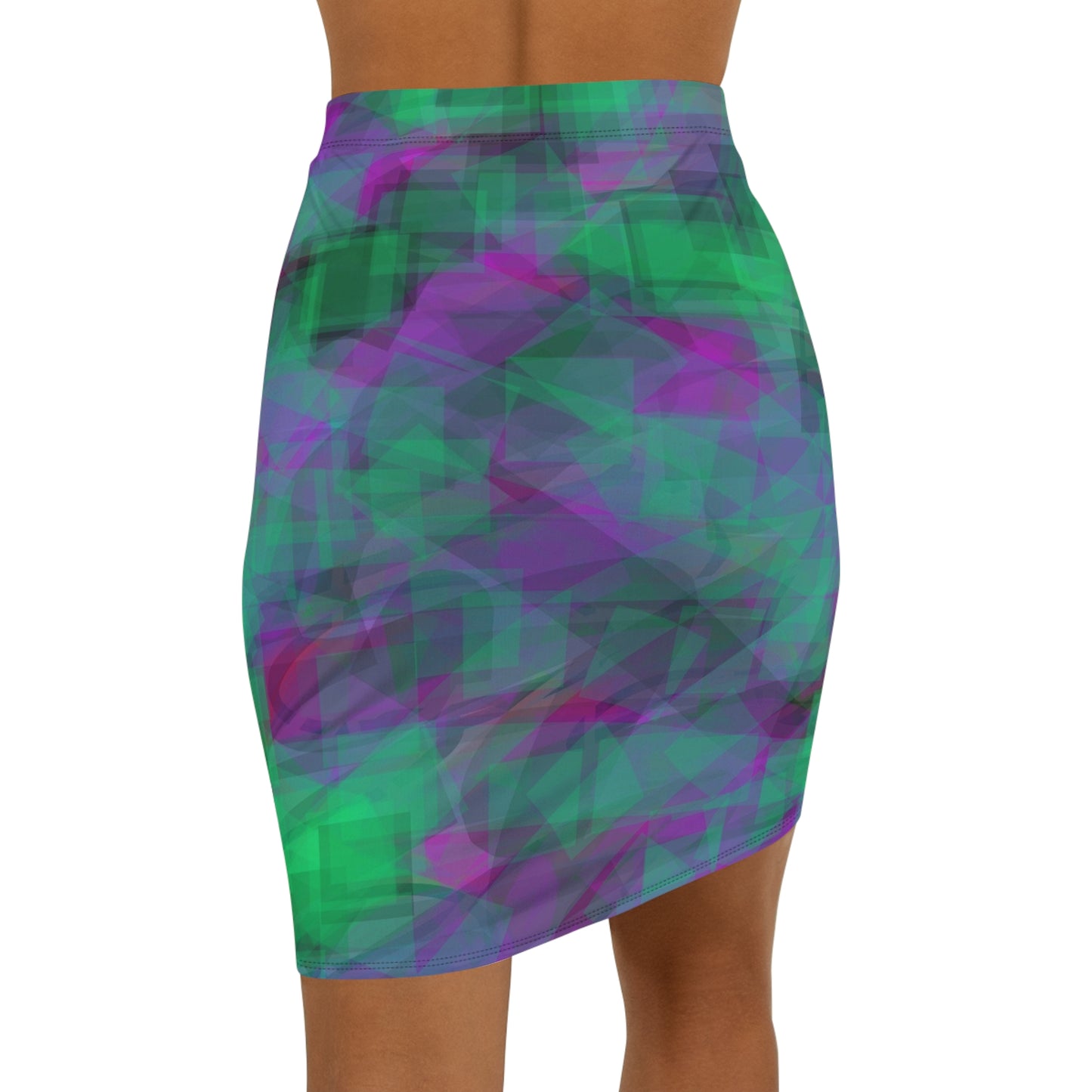 Gong:  Vibrant Geometric Mid-Waist Pencil Skirt for Women - Stylish and Chic Fashion Piece