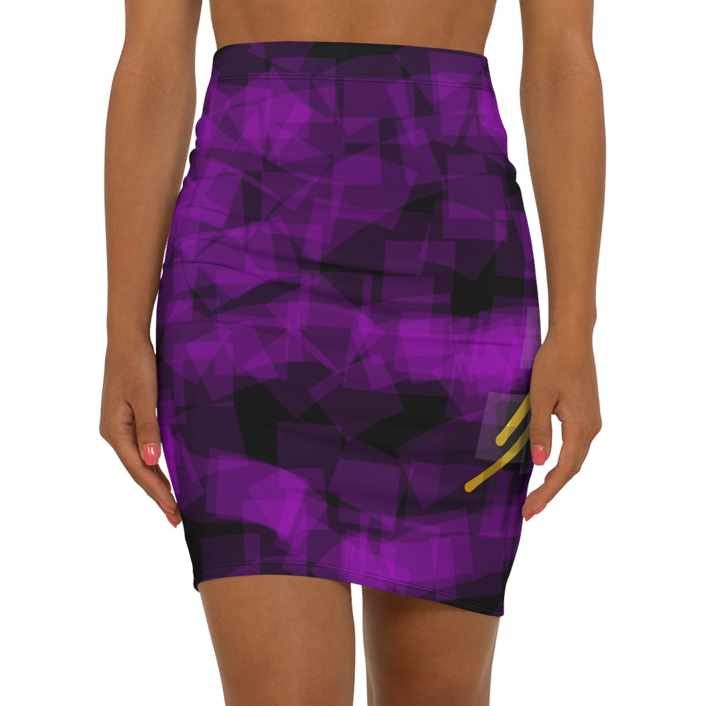 Nice!:  Stylish Women's Mid-Waist Pencil Skirt - Trendy Purple Abstract Design
