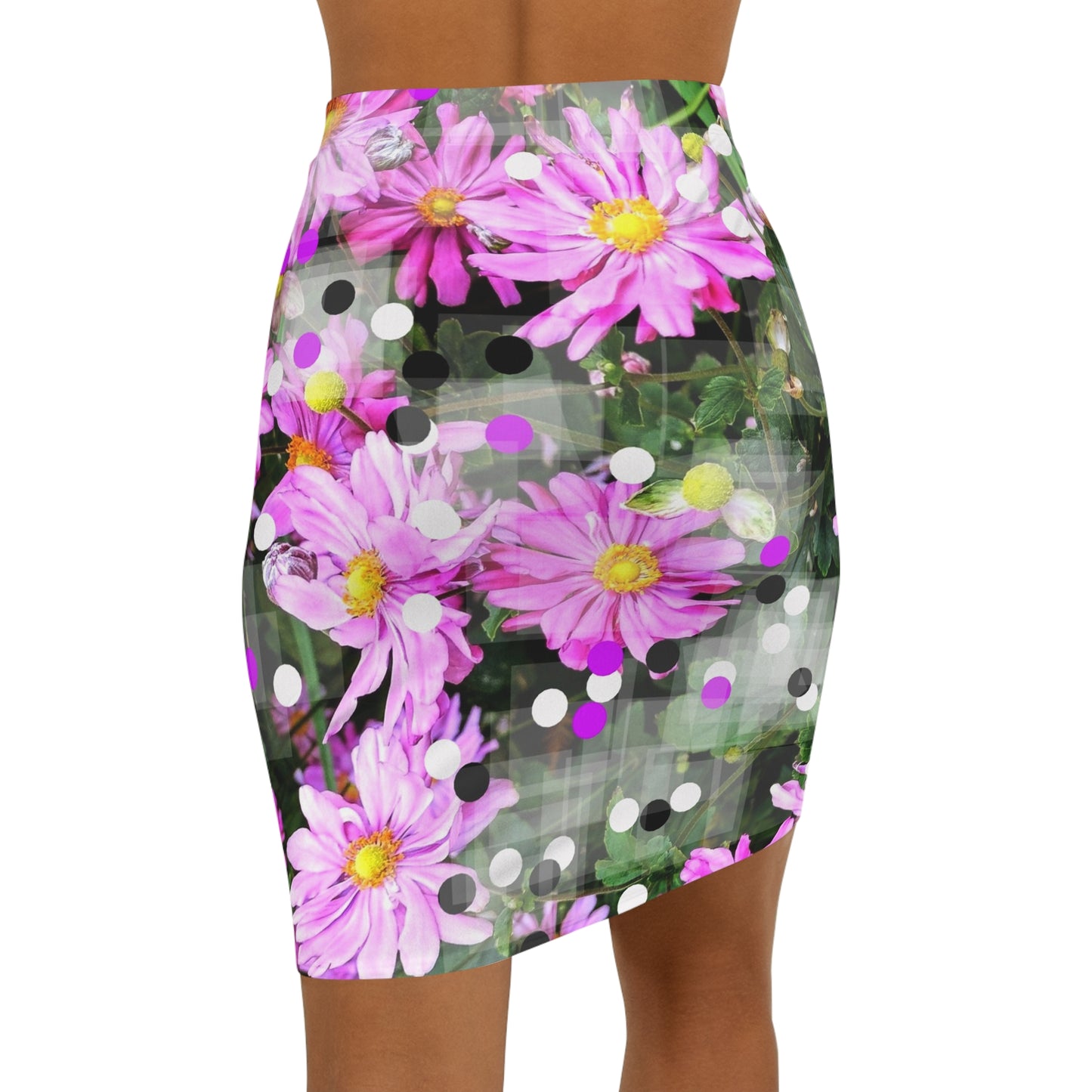 Pink Daisies:  Women's Mid-Waist Pencil Skirt (AOP)