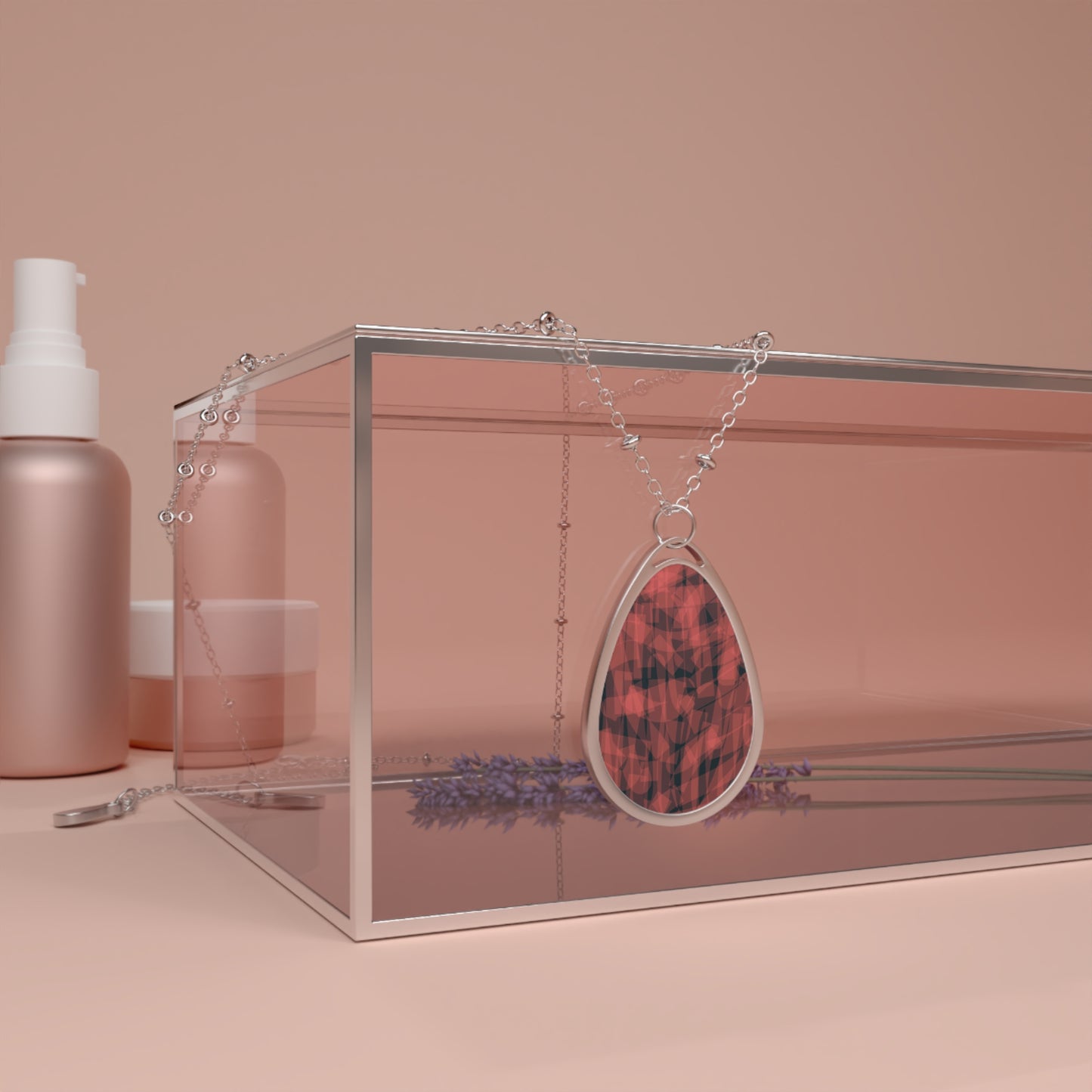 Esther:  Abstract Art Elegant Abstract Art Oval Necklace - Chic Teardrop Pendant for Everyday Wear