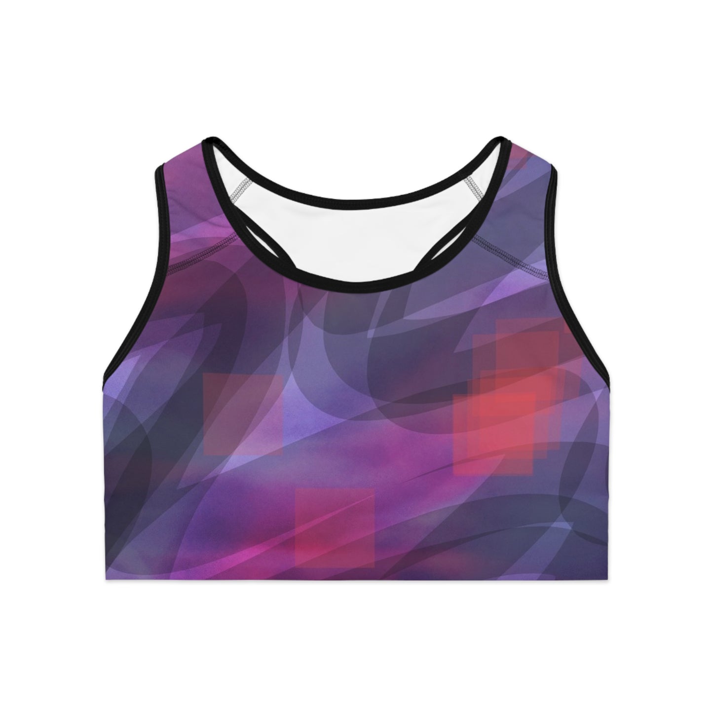 GIA II:  Blk Trim; Chic Abstract Sports Bra - Stylish Activewear for Workout, Yoga, Fitness, Running, Gym, Trendy Athleisure