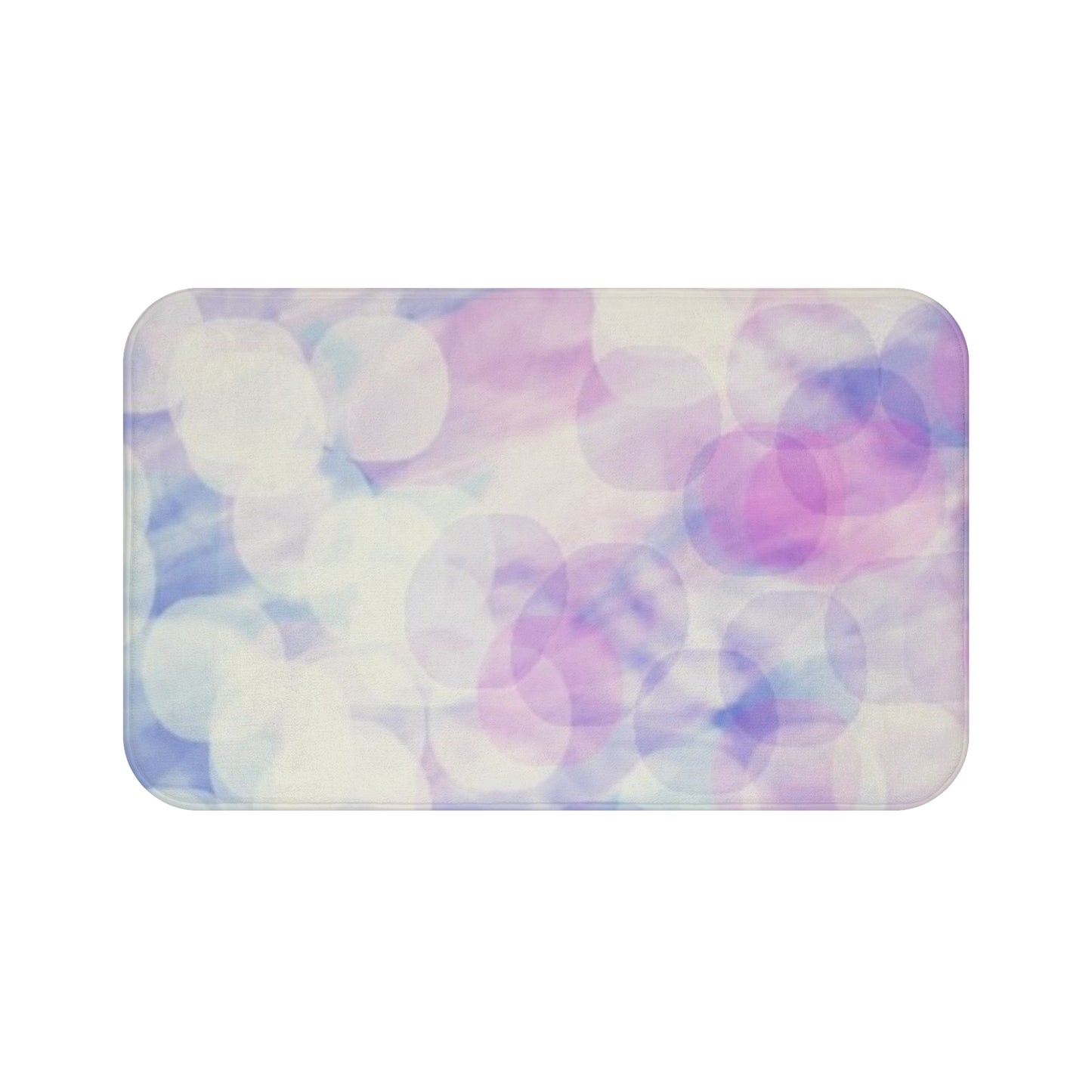 Sprite: (34"x21") Pastel Bokeh Bathmat — Soft Purple & Blue Spa Bathroom Rug