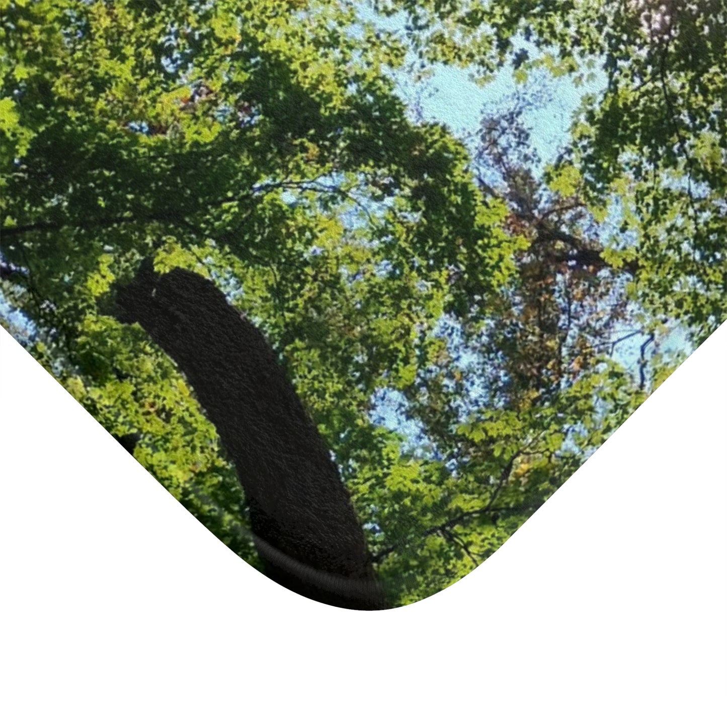 Gorgeous Greens: (34"x21") Forest Canopy Bathmat – Sunlit Trees Nature Bathroom Rug