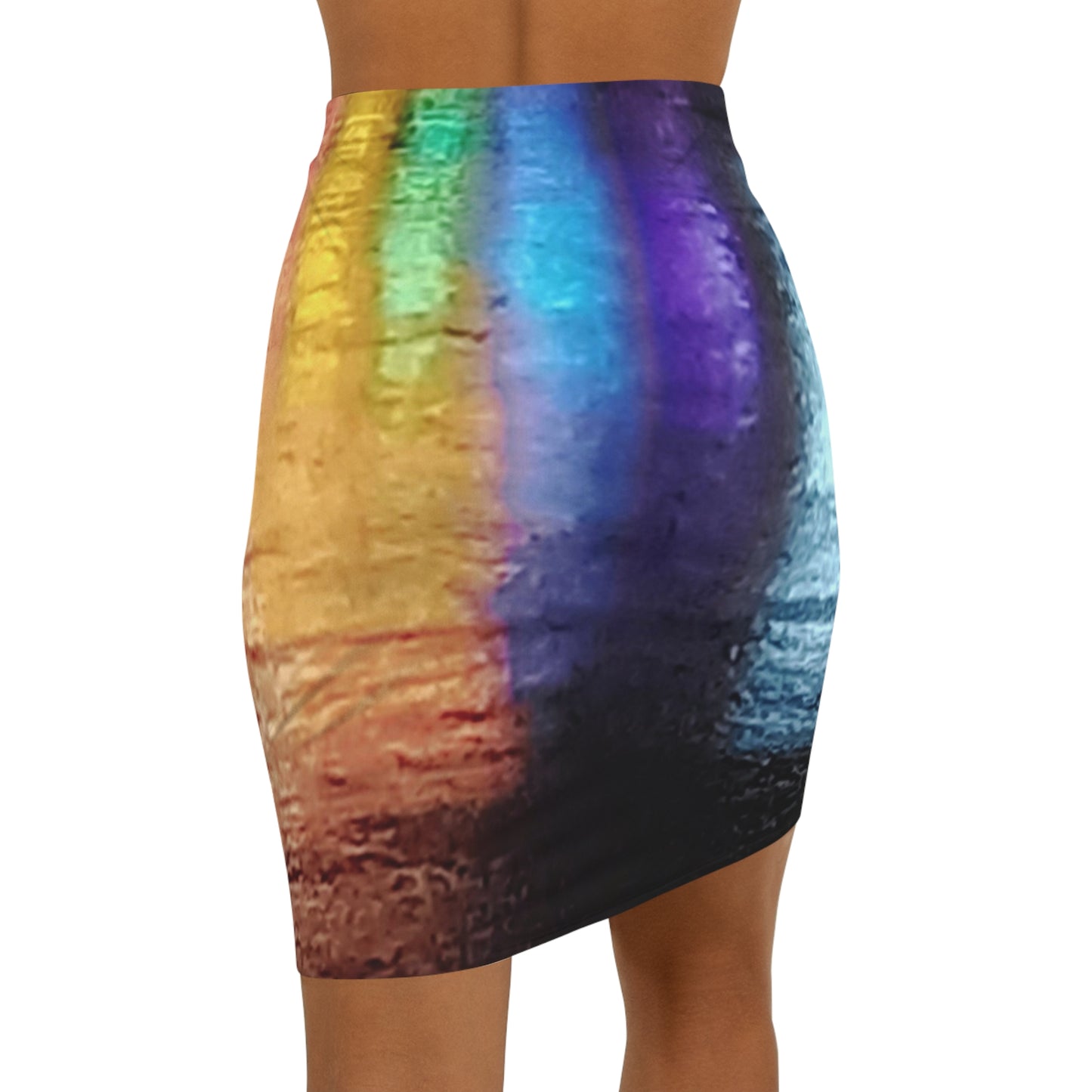 Neon Rain:  Women's Mid-Waist Pencil Skirt (AOP)