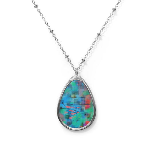 Ella:  Music Inspired Art Colorful Oval Necklace - Artisan Jewelry for Daily Wear